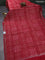 Chanderi silk cotton saree red with allover geometric prints & mirror work and woven border