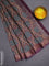 Chanderi silk cotton saree wine shade with allover prints & mirror work and woven border