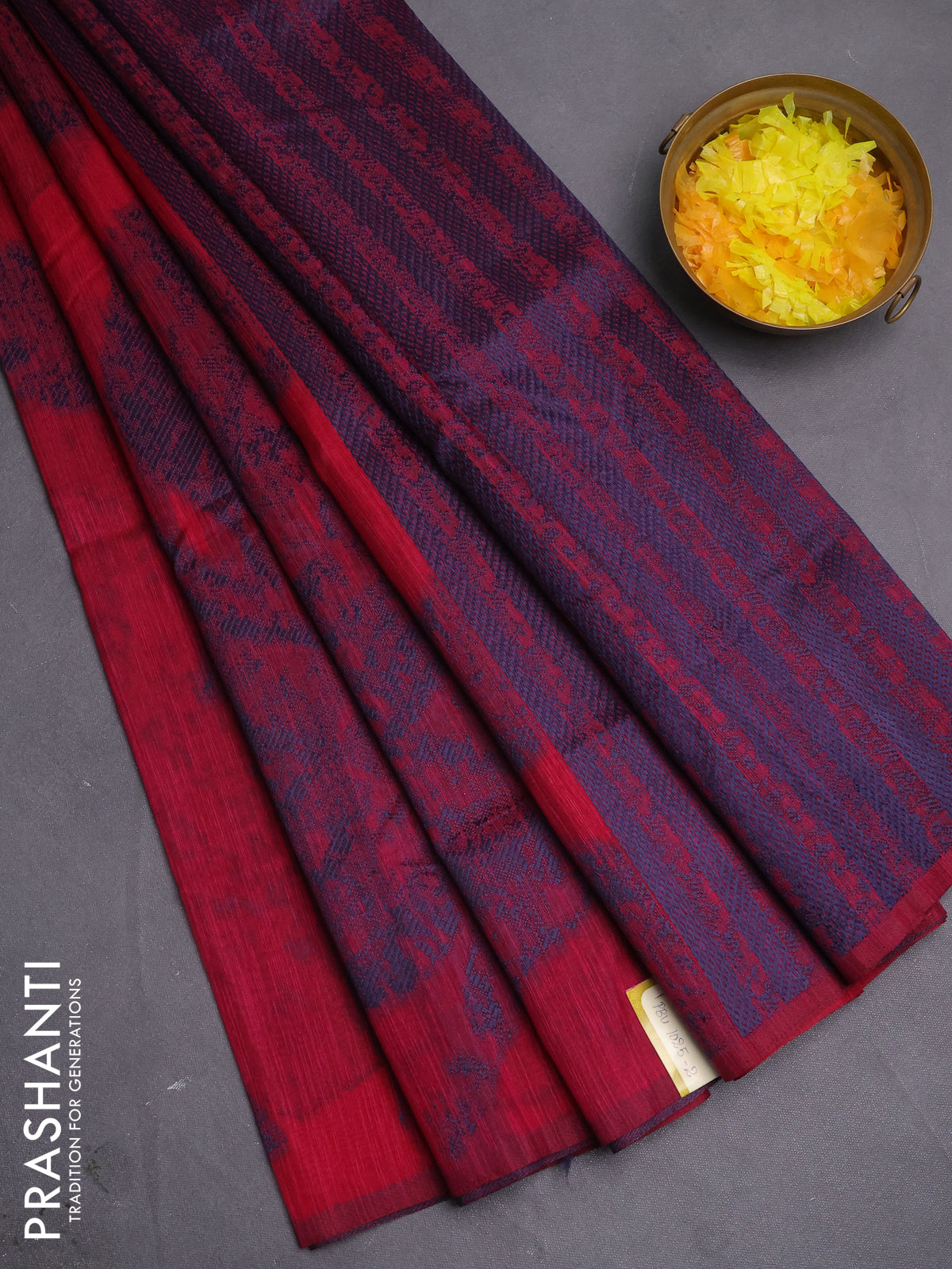 Banarasi semi matka saree dark pink with allover thread woven leaf butta weaves in borderless style