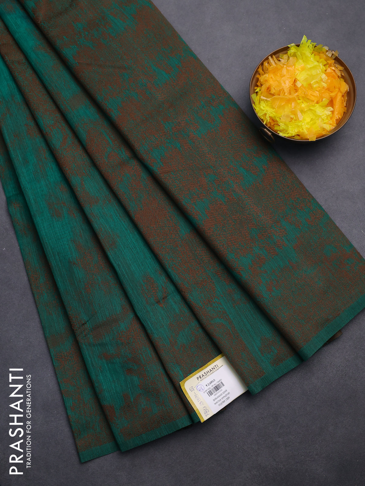 Banarasi semi matka saree green with allover thread weaves in borderless style