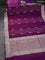 Banarasi semi katan silk saree purple with allover silver & gold zari weaves and deer design zari woven border