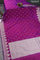 Banarasi semi katan silk saree purple with allover zari woven buttas and parrot design zari woven border