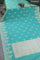 Banarasi semi katan silk saree teal bluish green with zari woven buttas and rich zari woven border