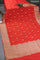 Banarasi semi katan silk saree red with zari woven buttas and rich zari woven border