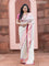 Banarasi tissue organza silk saree off white and pink with zari woven buttas and banarasi style border