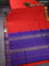 10 Yards silk cotton saree red and blue with thread woven buttas and zari woven border