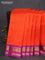 10 Yards silk cotton saree orange and purple with plain body and zari woven korvai border