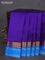 10 Yards silk cotton saree blue and cs blue with plain body and zari woven korvai border