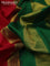 10 yards silk saree maroon and green with palin body and temple design zari woven border