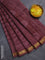Chanderi bagru saree maroon shade with allover prints and maheswari border