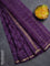 Chanderi bagru saree purple with allover leaf butta prints and small zari woven border