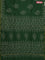 Chanderi bagru saree green with floral butta prints and small zari woven border