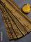Chanderi bagru saree mustard shade and black with allover kalamkari prints and small zari woven border