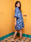 Blue Paradise Block Printed Cotton Pintuck Dress