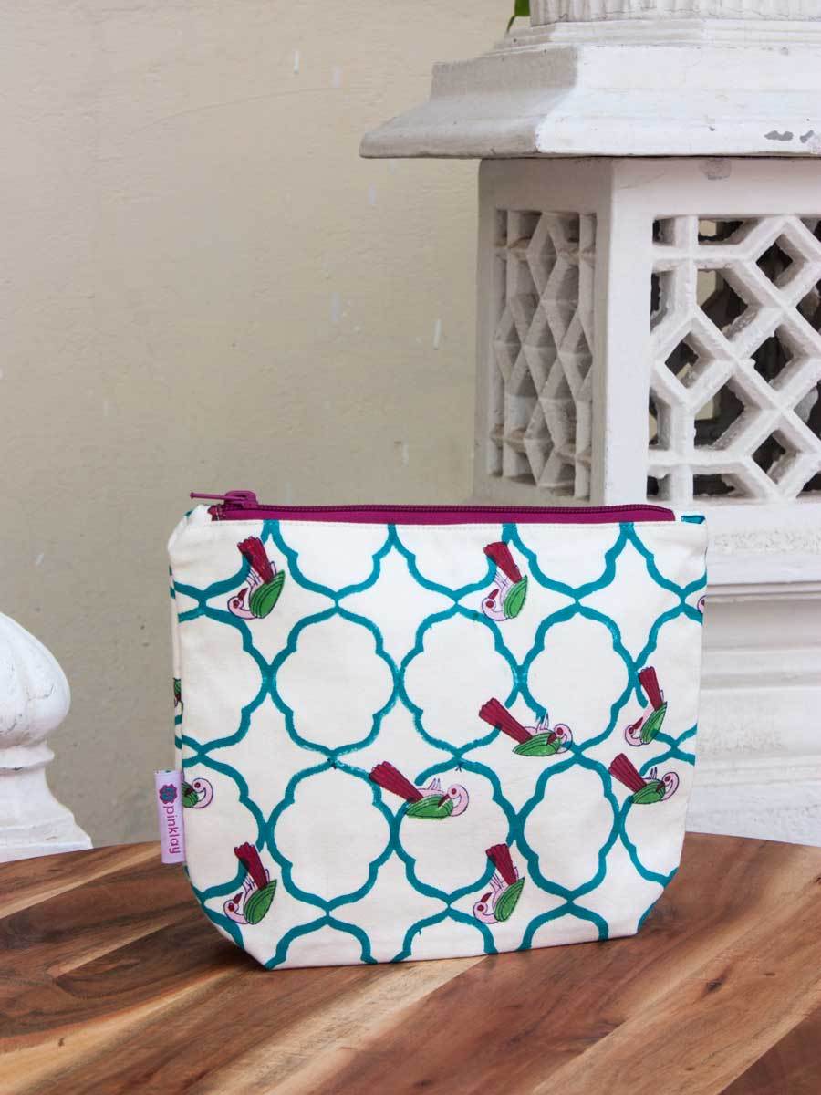 Madhuban Block Printed Cotton Travel Pouch