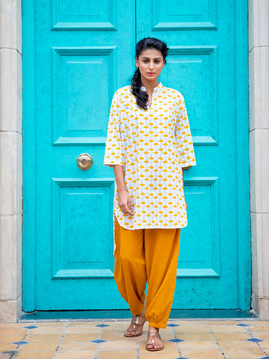 Set of 2 - Wildflower Cotton Kurta & Lantern Pant