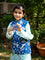 Set of 3 - Blue Sky Block Printed Kurta With Jacket