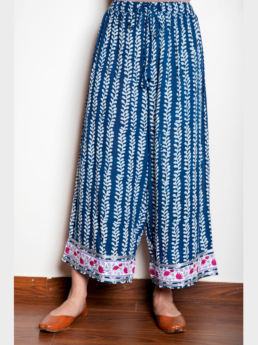Night Song Dabu Printed Modal Palazzo Pants