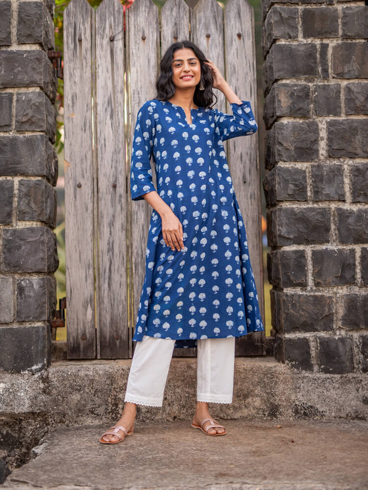 Nightfall Printed Cotton Long Kurta