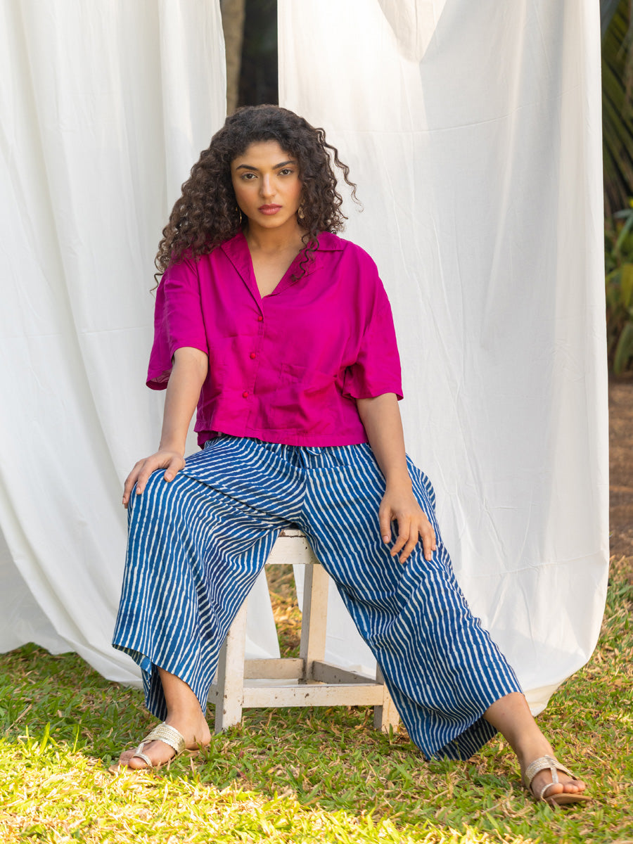 Solid Pink Modal Shirt Top - Comfort fit