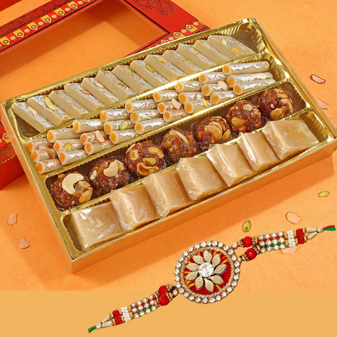 Rakhi With Assorted Dryfruit Sweet Box