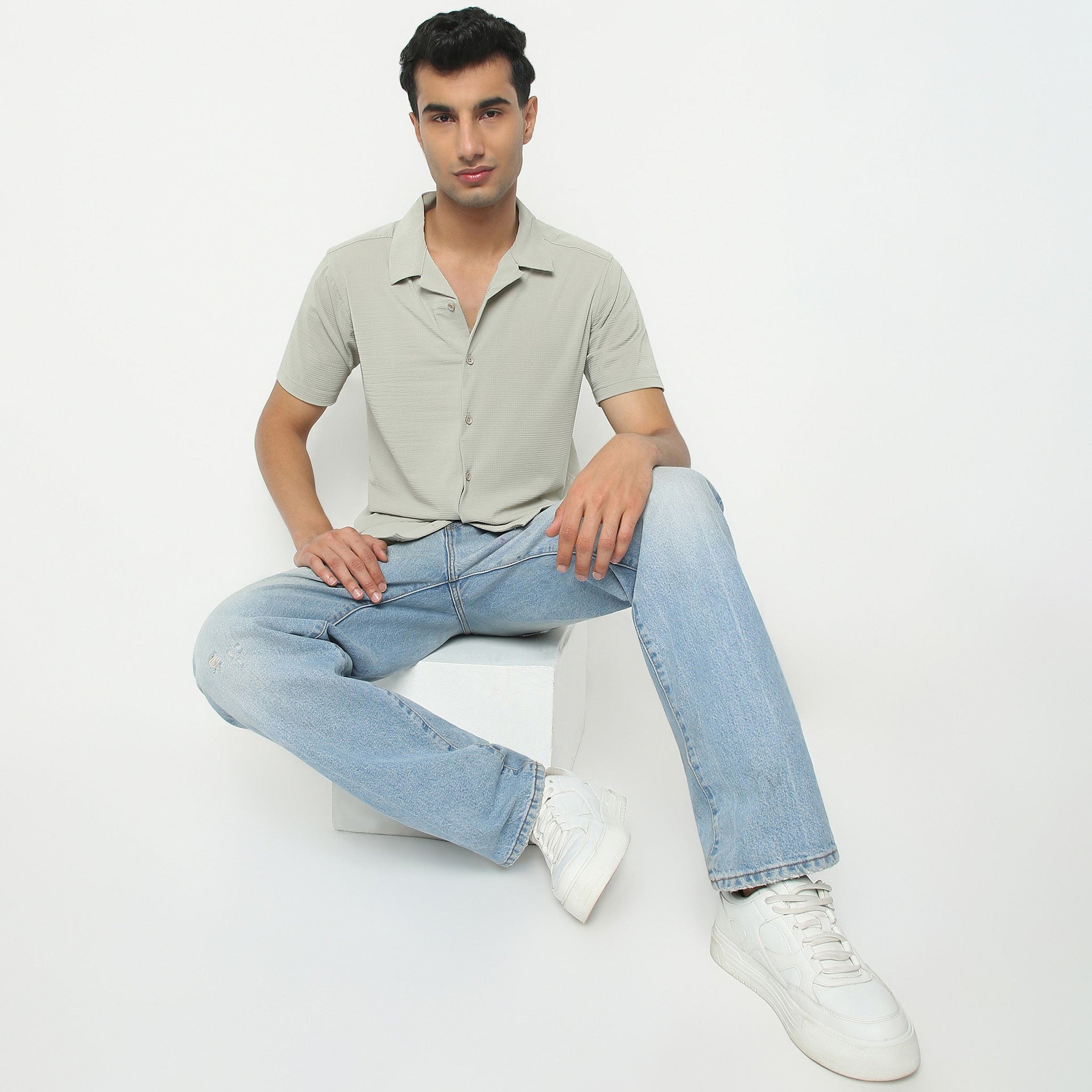 Camp Collar Half Sleeve Printed Bea Shirt