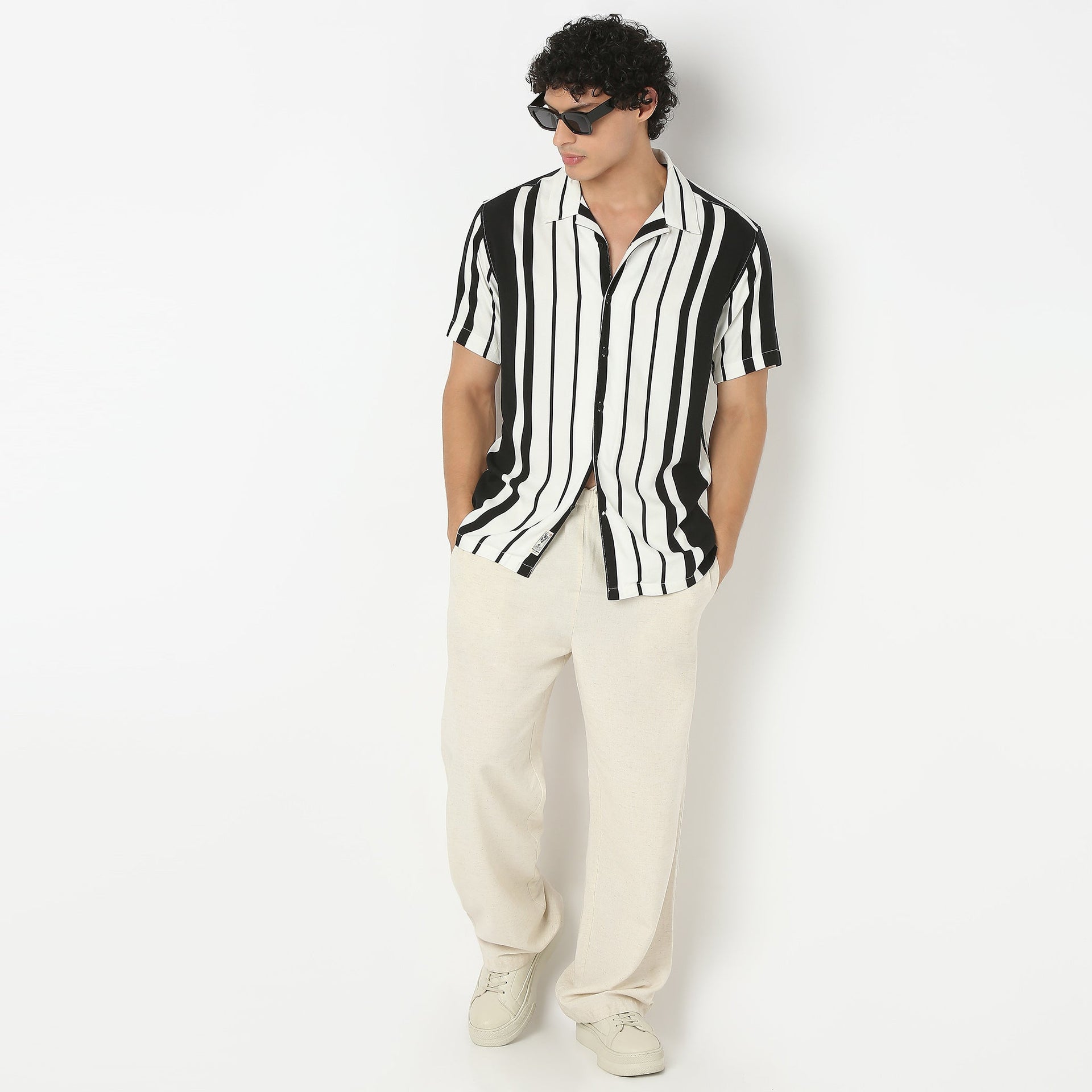 Camp Collar Half Sleeve Striped Retreat Shirt