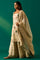 Beige Embroidered Straight Tissue Kurta with Sharara and Dupatta Set
