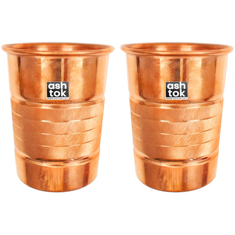 Stripe Designed Pure Copper Water Glass Capacity 250 ml