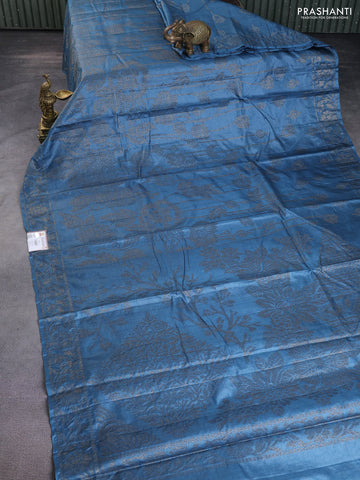 Banarasi tussar silk saree pastel blue with allover thread & zari weaves and woven border