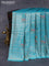 Banarasi silk saree teal blue with allover zari woven brocade weaves and zari woven border