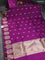 Banarasi katan silk saree purple and grey with zari woven floral buttas and piping border