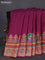 Banarasi silk saree deep purple with plain body and position prints