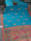 Banarasi silk saree teal blue with position butta prints and position prints
