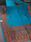 Banarasi silk saree teal blue with plain body and position prints