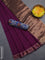 Bengal soft cotton saree purple and blue with plain body and zari woven border