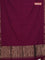 Bengal soft cotton saree dark magenta pink and blue with plain body and zari woven border