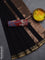 Bengal soft cotton saree black and maroon with plain body and zari woven border