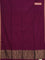 Bengal soft cotton saree dark magenta pink and blue with plain body and zari woven border