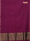 Bengal soft cotton saree dark magenta pink and blue with plain body and zari woven border