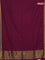 Bengal soft cotton saree dark magenta pink and blue with plain body and zari woven border