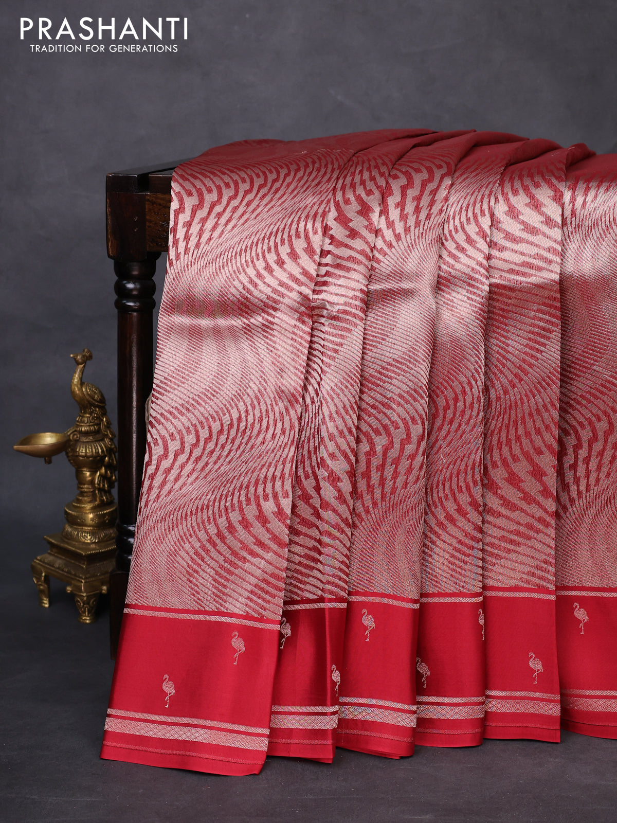 Banarasi katan silk saree maroon with allover zari woven brocade weaves and zari woven butta border