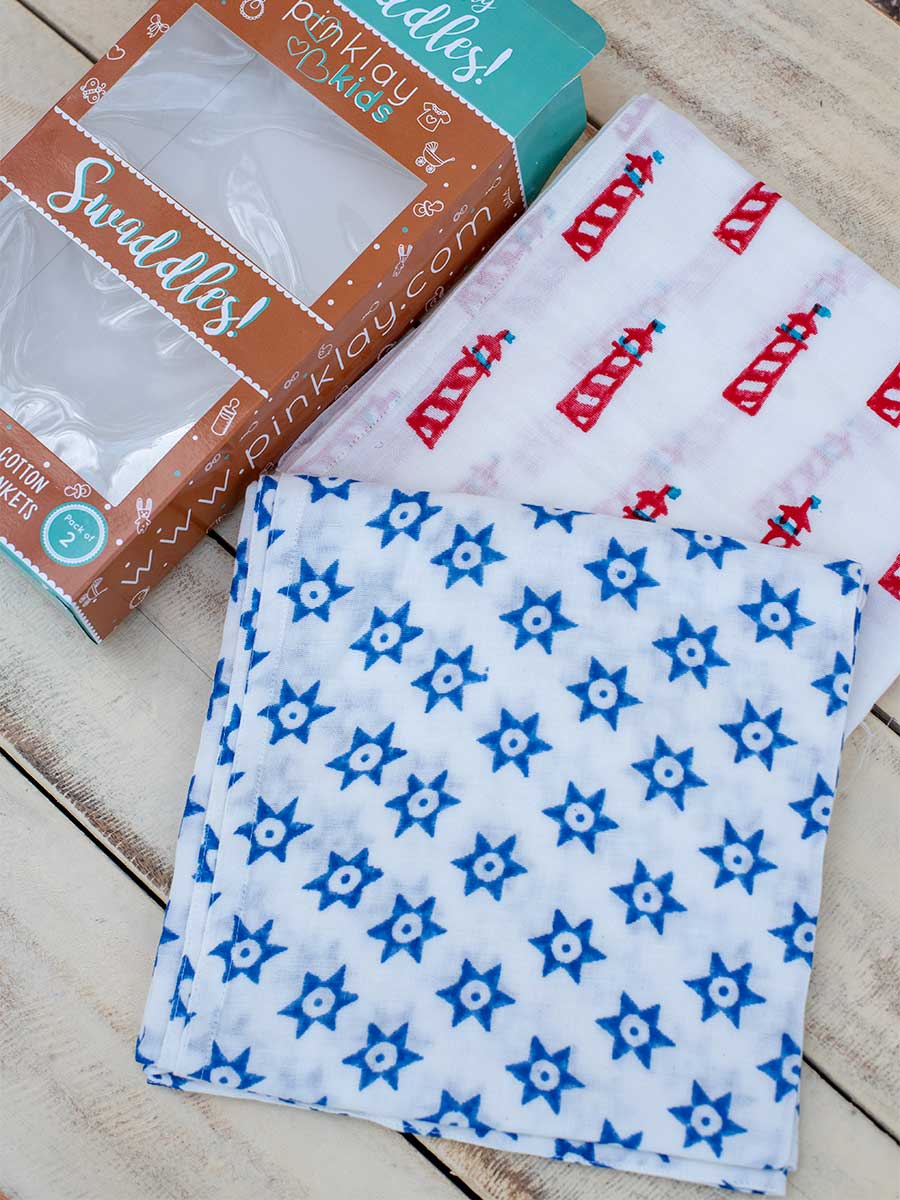 Set of 2 - Twinkle Stars Organic Cotton Muslin Swaddles