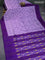 Pochampally silk saree grey shade and violet with allover ikat weaves and simple border