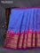 Pochampally silk saree dual shade of bluish pink and purple with plain body and temple design annam zari woven border