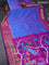 Pochampally silk saree dual shade of bluish pink and purple with plain body and temple design annam zari woven border