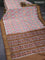 Pochampally silk saree off white and brown with allover ikat weaves and zari woven border