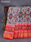 Pochampally silk saree grey shade and red with allover ikat weaves and ikat woven border