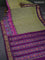 Pochampally silk saree pale yellow black and purple with allover zig zag ikat weaves and long ikat woven zari border