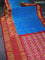 Pochampally silk saree blue and red with allover zari checks & ikat buttas and long ikat woven zari border